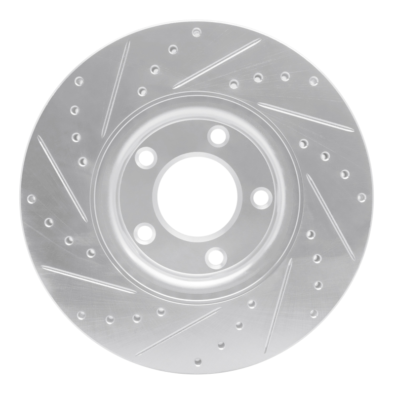 Mazda 3 Brake Rotor (1) - Front Right - R1 Concepts - Drilled & Slotted - Silver - `04-`15